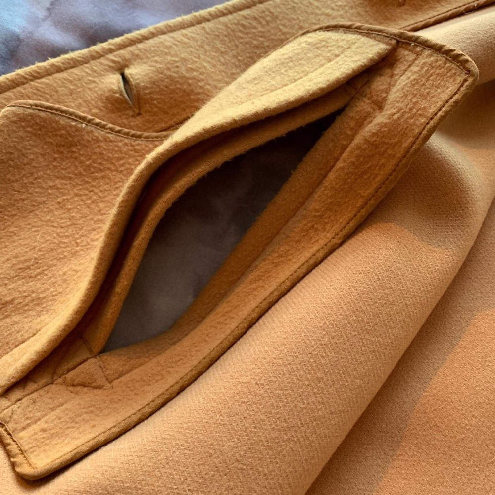 Elegant Tan Wool Women's Cape Coat - Picture 7 of 8